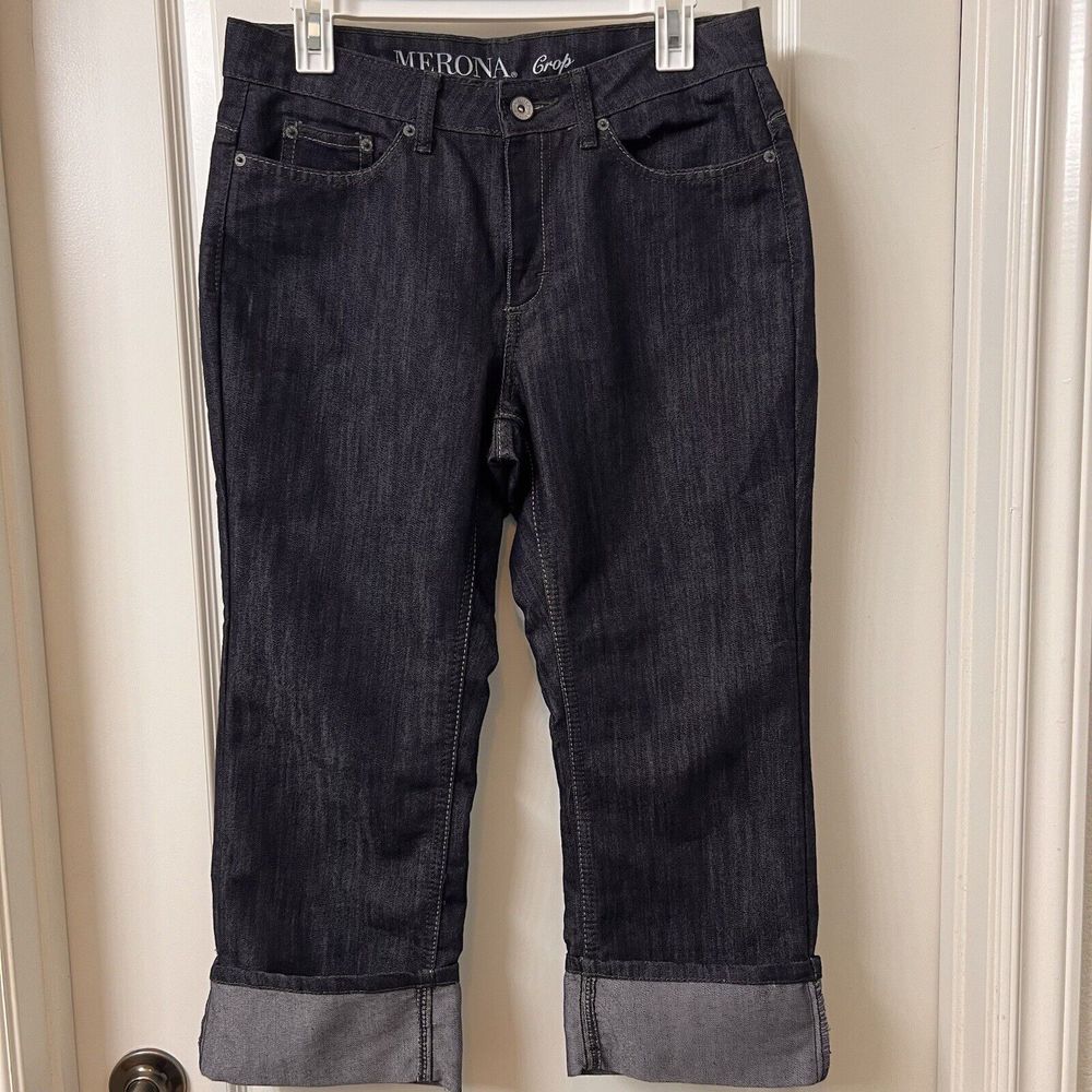 Merona Women's size 8R Crop Fit 1 Cuffed Hem Jeans